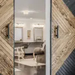 close up of the custom wood doors family wedding venue crossville