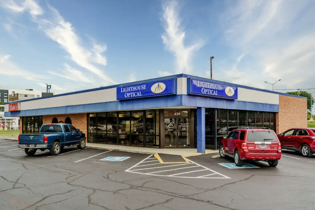 Full view photo of a custom build commercial building for the business lighthouse optical in cookeville tennessee