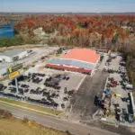 aerial view of tommy motor sports steel building