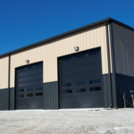Exterior view of metal building with oversized overhead doors in Crossville, TN